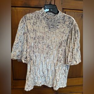 Calligraphie Elegant Velvet Silver Metallic Textured Top. Ladies Large NWOT